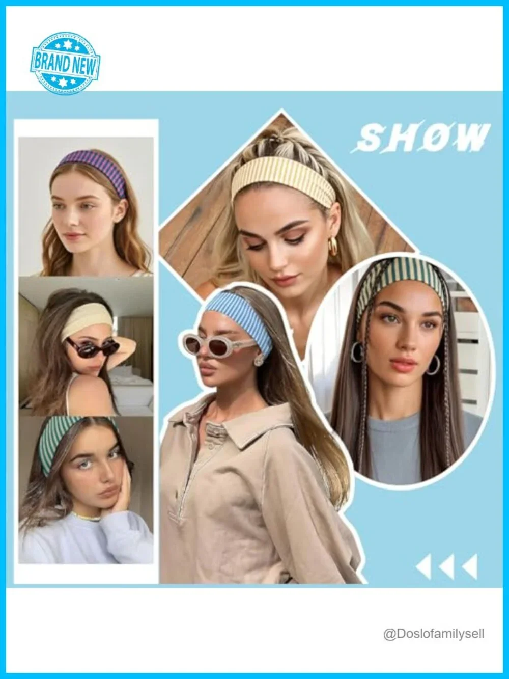 Wide Striped Workout Headbands Non Slip Stretchy Hair Accessories 4 Pack